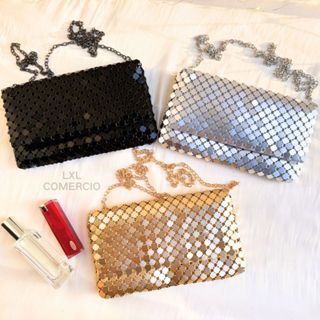 Bolsa Clutch Festa Metal Prata Dourada Preta Casam