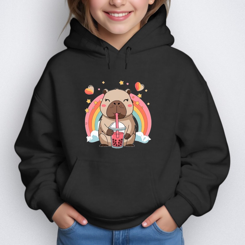 Moletom Infantil Blusa Capivara Arco Iris Canguru 