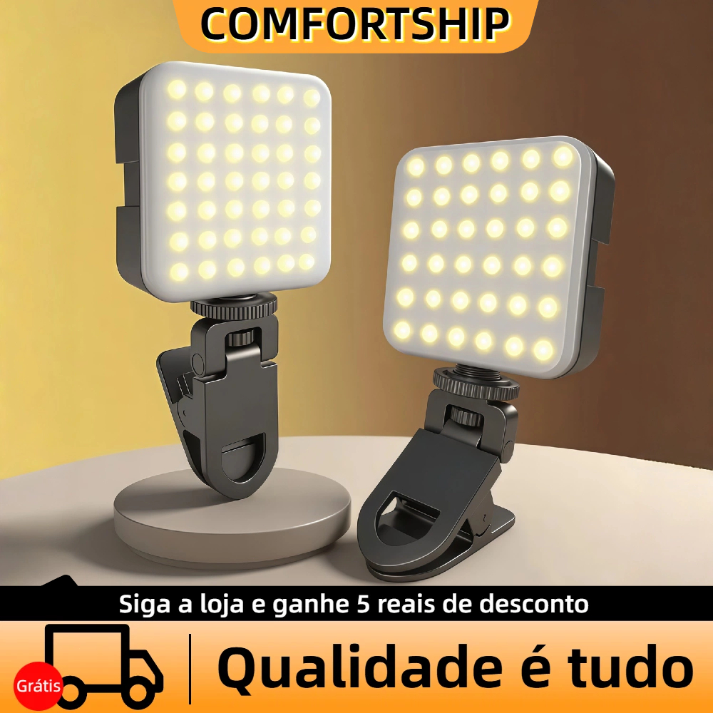 Luz Led Com Clip-on Portatil Para Celular iPad Cam