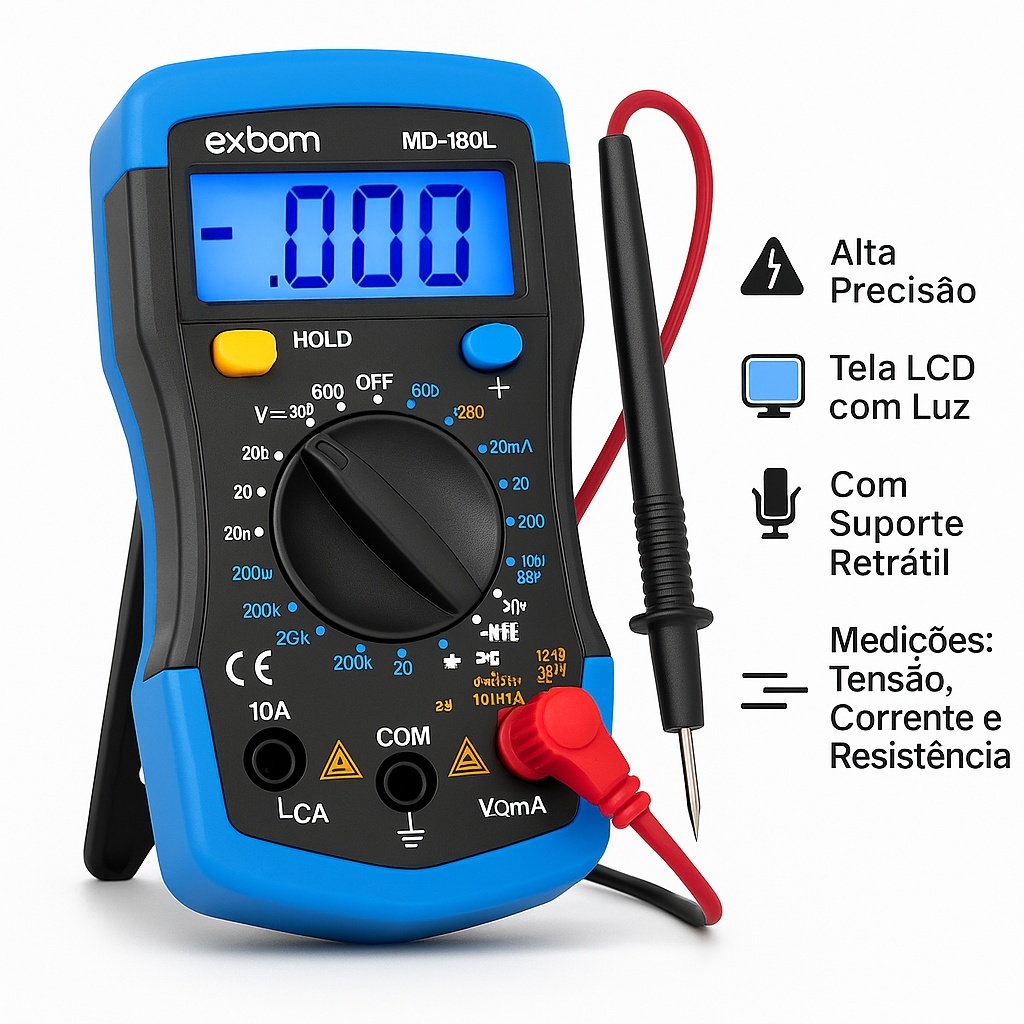 Multímetro Digital Profissional MD-180L ou MD-200