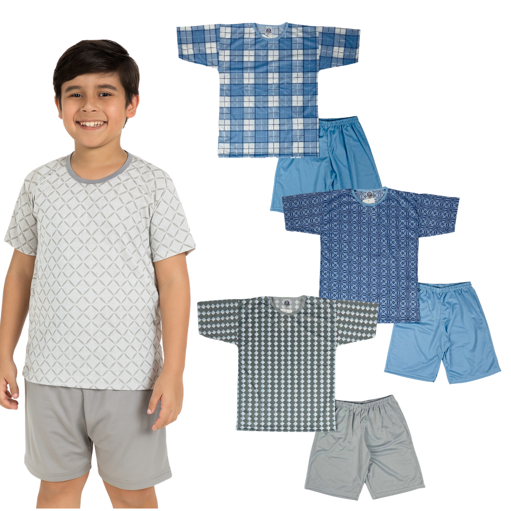 Kit 2 Pijama Verão Juvenil Masculino Manga Curta 