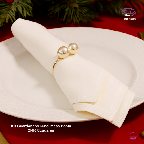 Kit Guardanapo de Tecido e Anel Porta Guardanapo P
