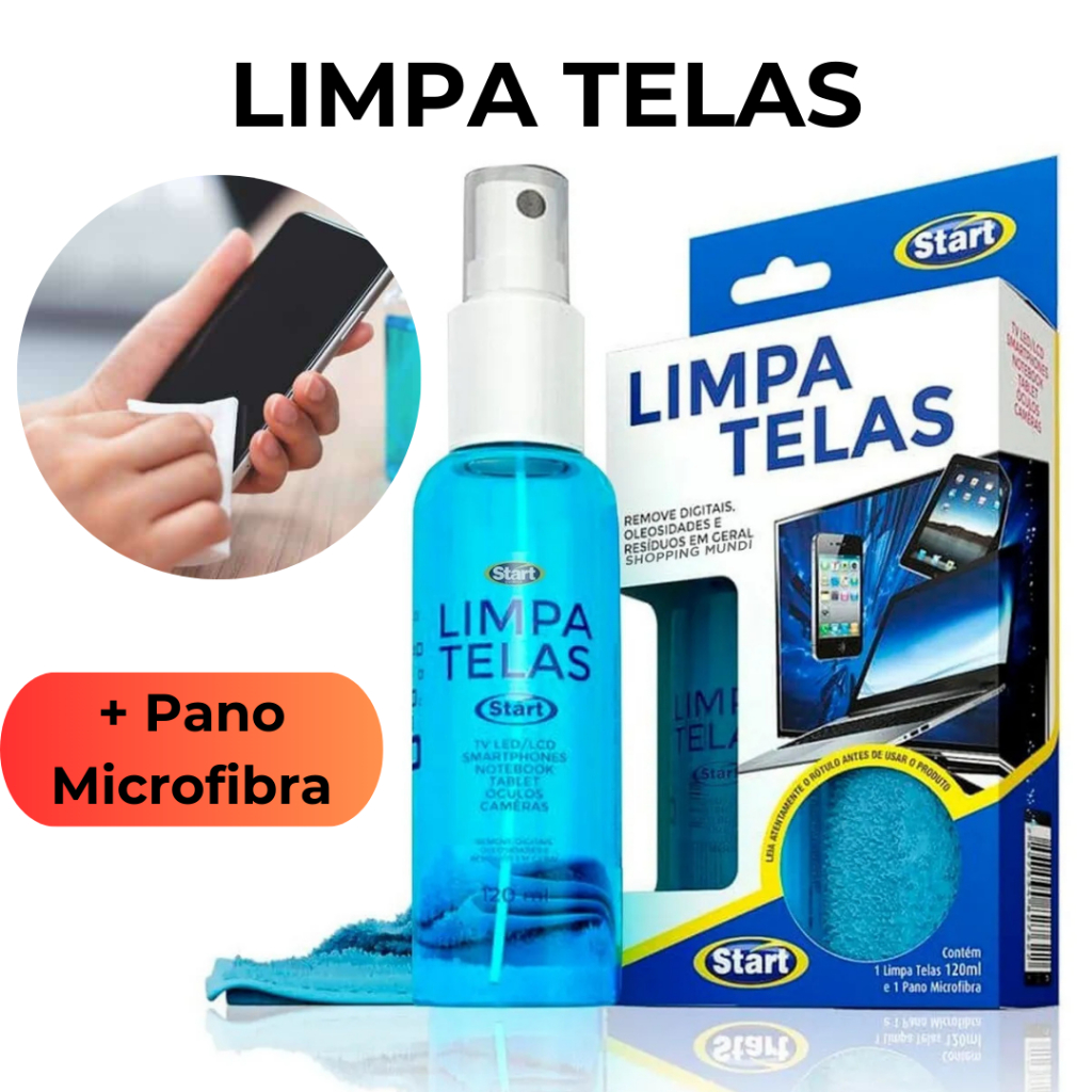 Kit Limpa Telas 120ml com Pano Microfibra Ideal Ce