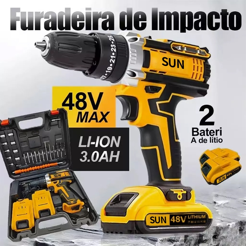 Parafusadeira Furadeira De Impacto Sem Fio 48V 1/2