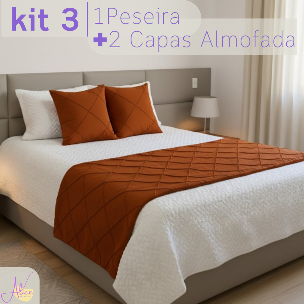 Jogo Para Cama 3 Peças Peseira + 2 Capas de almof