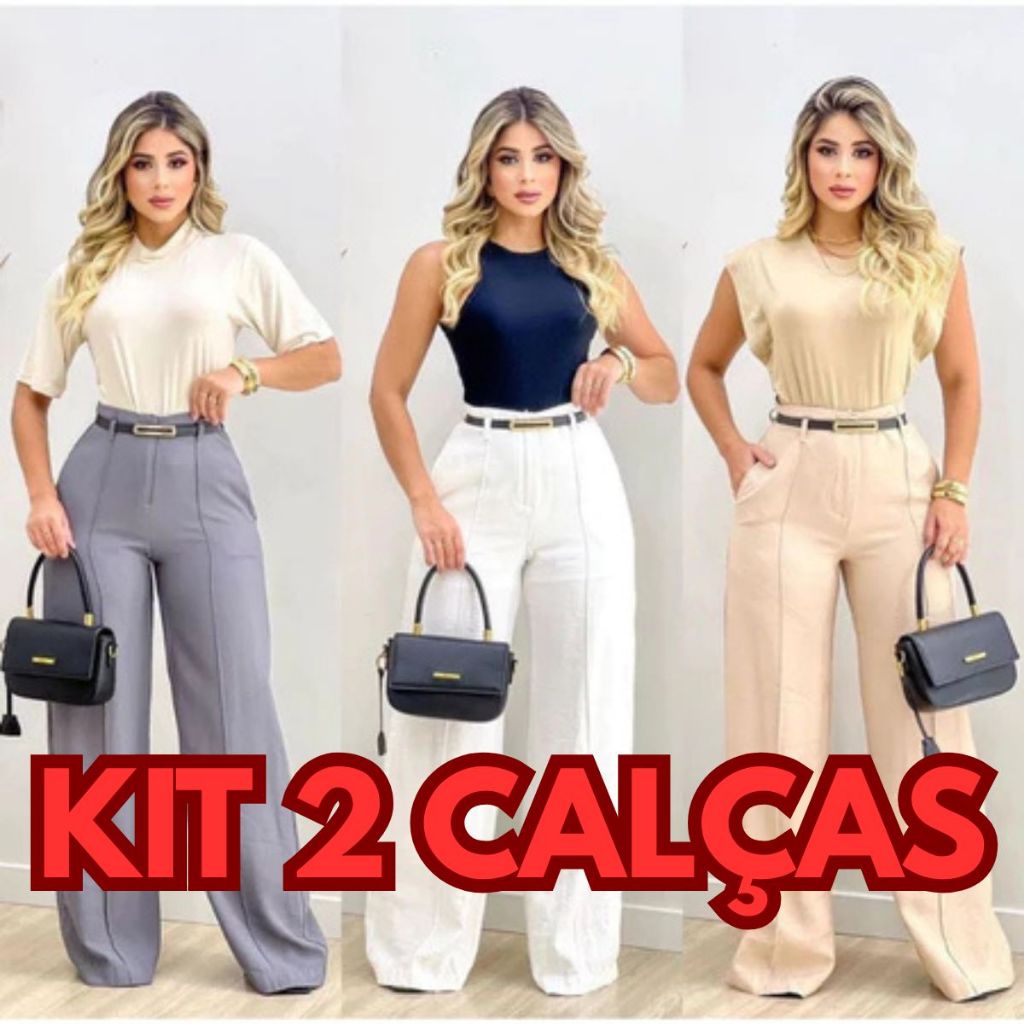 Kit 2 Calça Alfaiataria PREMIUM Com Ziper Lateral