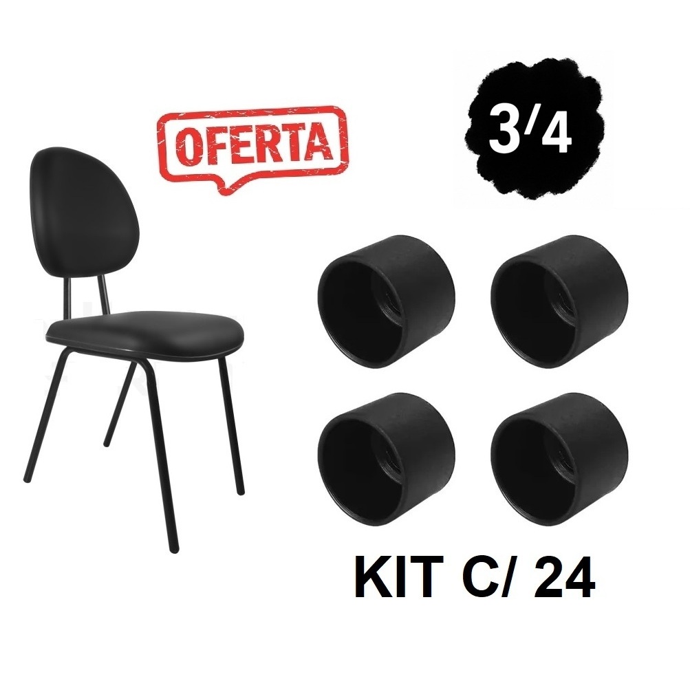 Ponteira Para Cadeira 3/4 Preta Externa 19mm Pezin