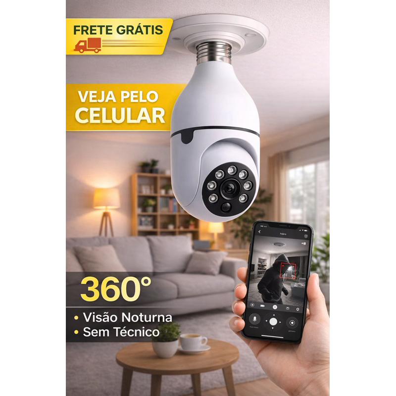 Câmera 360° Lâmpada Wi-Fi HD  IP Segurança  Vi