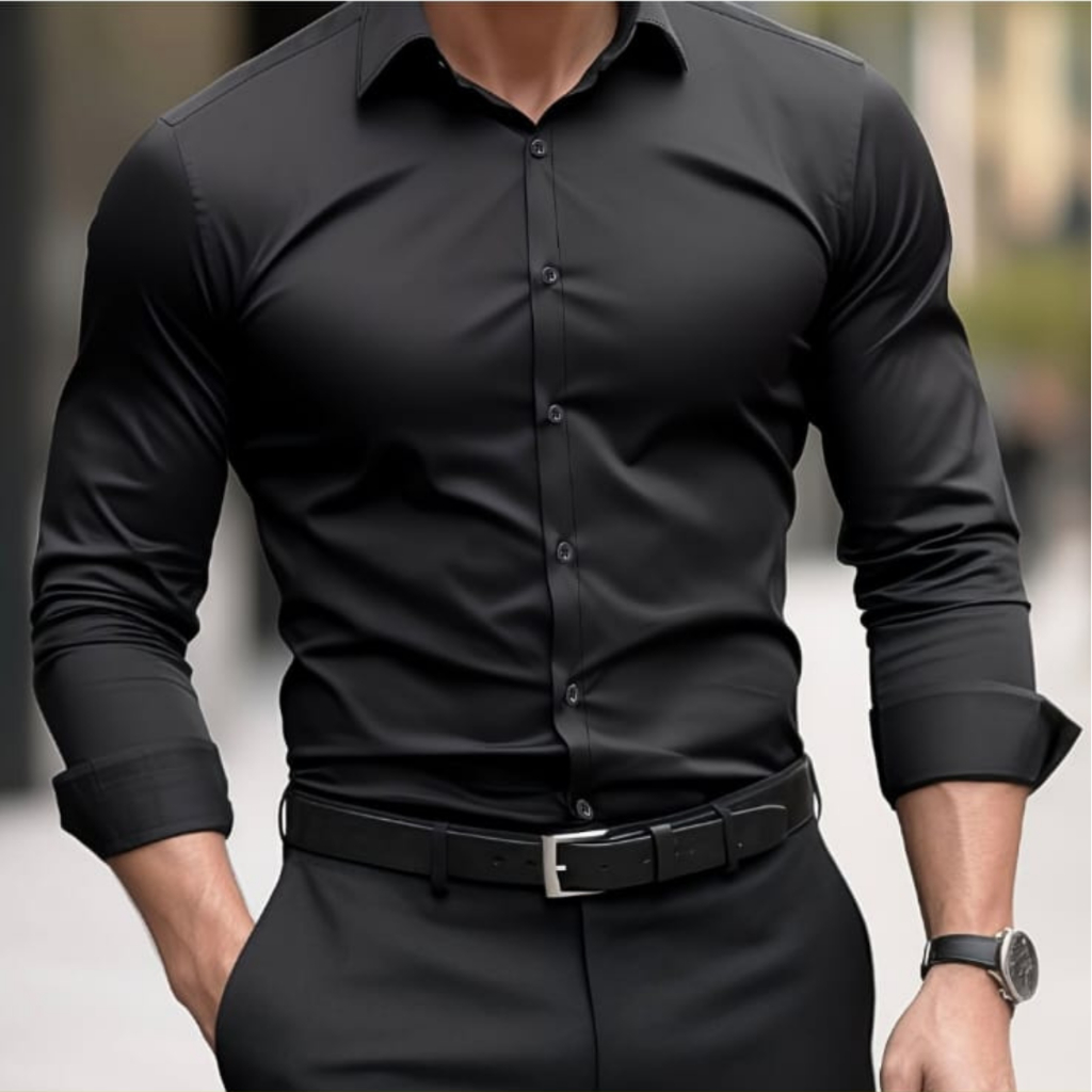 Camisa Social Masculina Manga Longa Slim Fit Casua
