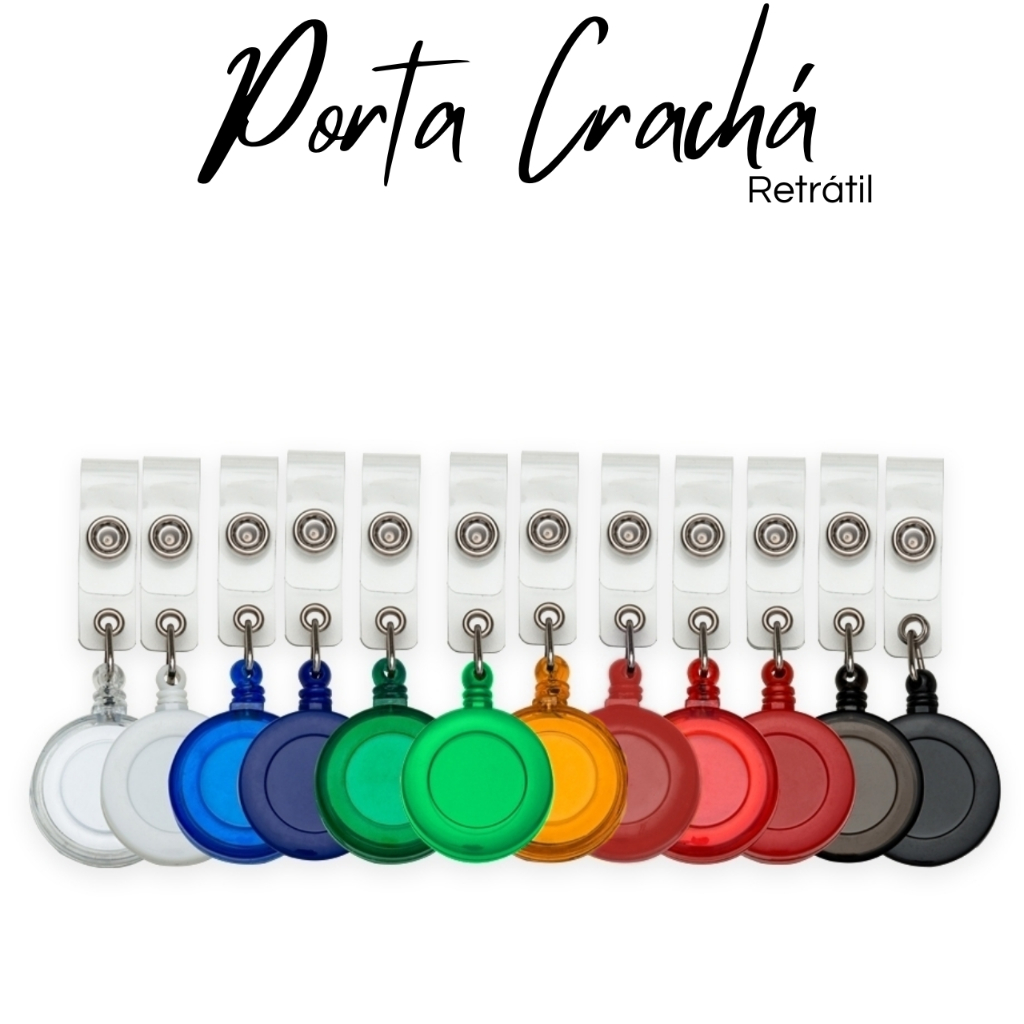 Porta Crachá retrátil Roller clips diversas core