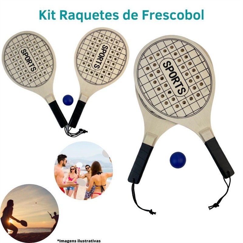 Kit Jogo Frescobol Tênis De Praia 2 Raquetes Made