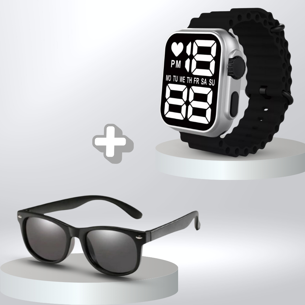 Kit Relógio Digital Led Casual e Óculos de Sol I