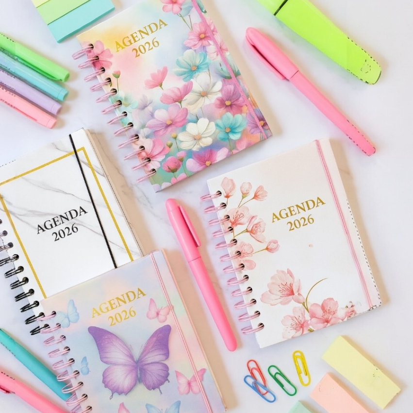 Agenda 2026 Espiral Diária Planner Colorida Estam