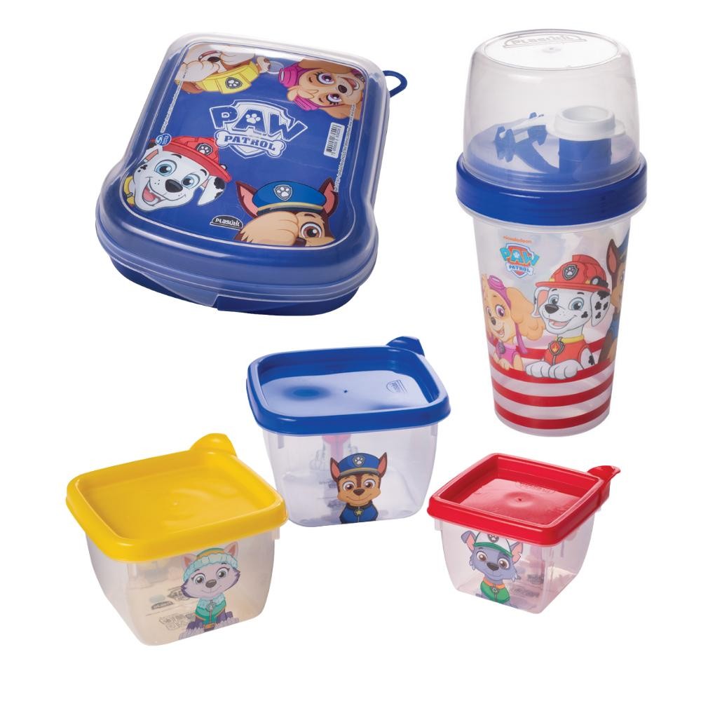 Kit Lancheira Patrulha Canina 5 Peças 3 Potes 1 G