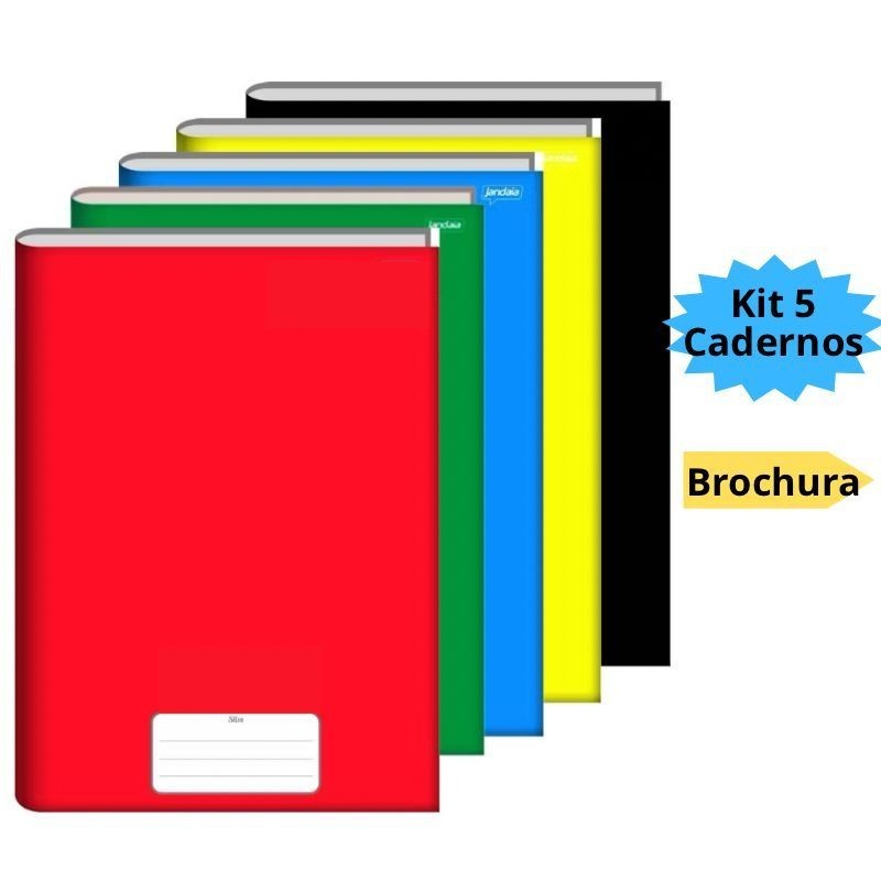 Kit 5 Cadernos Brochura Grande A4 96 folhas Capa D