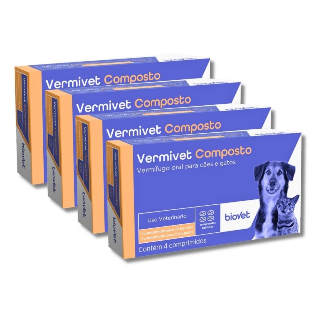 Kit 4 Caixas Vermífugo Vermivet Composto – 