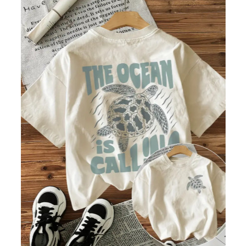 Camiseta Feminina Estampa Oceano Tartaruga Marinha