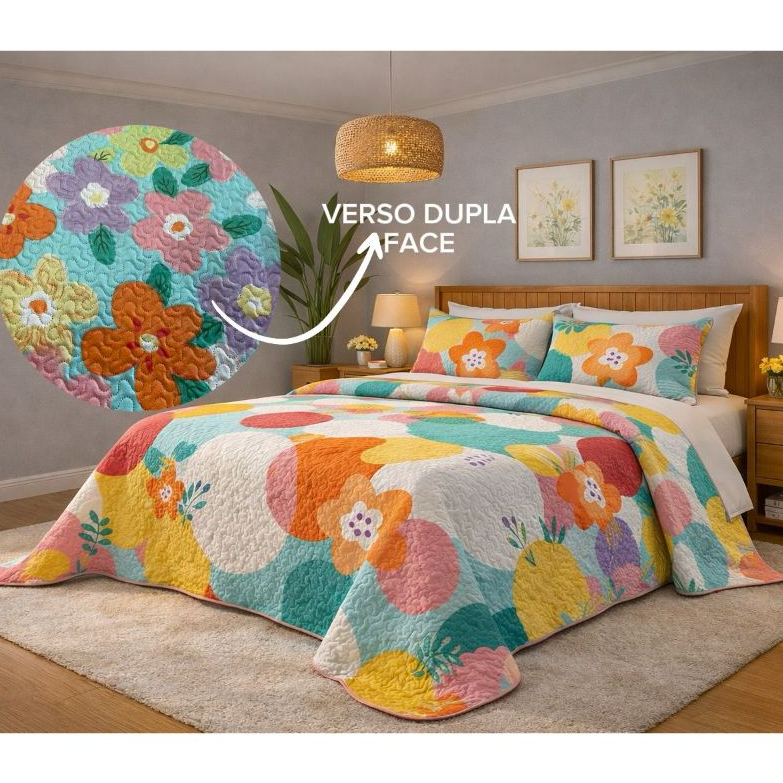 Kit Colcha Cobre Leito Luxo Casal Queen/Box Dupla 