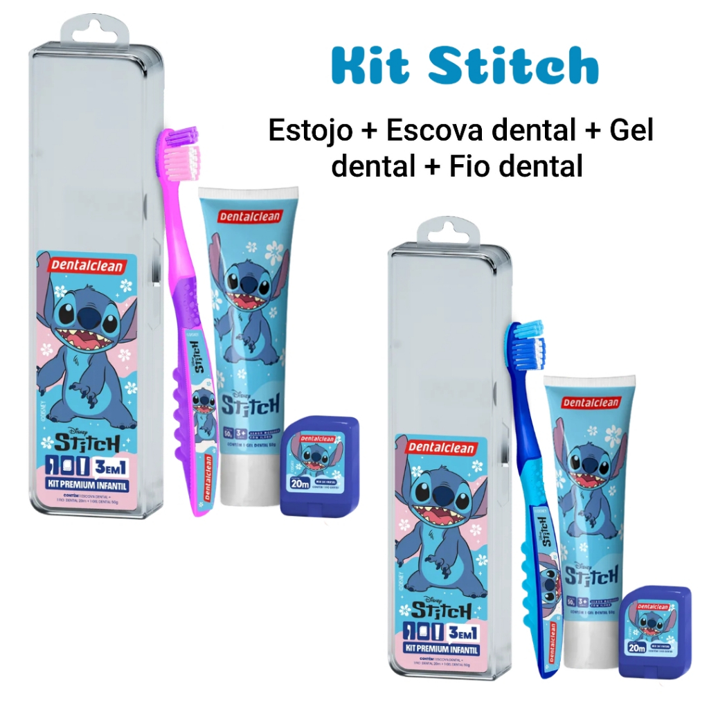 Kit Stitch Infantil Premium 3 em 1 Escova de dente