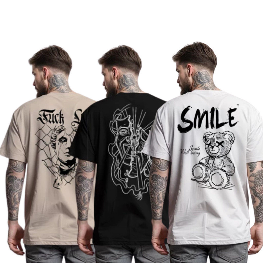 Kit 3 Camisetas Masculinas Estampada Streetwear Al