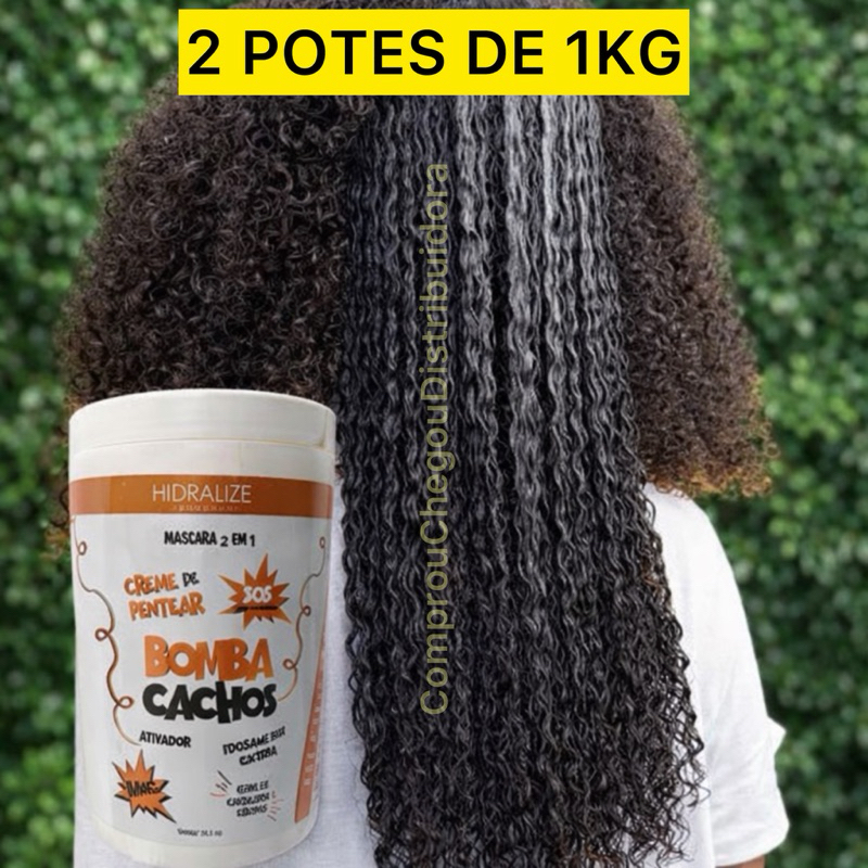2 POTE De Creme De Pentear Bomba Cachos 1kg Ativad