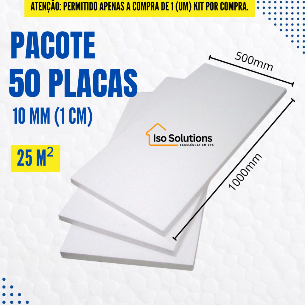 Kit 50 Placas de Isopor 1 cm (10 mm) 50x100cm Anti