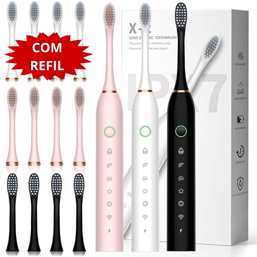 Escova De Dentes Elétrica IPX7 Com Cabeça Substi