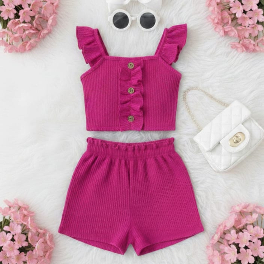 Conjunto Infantil Feminino Tecido Canelado Fresqui