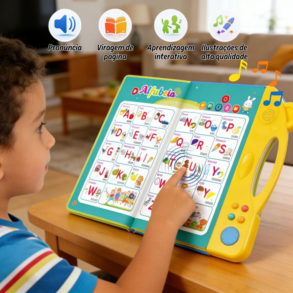 Livro Interativo com Som Infantil Bilíngue Portug