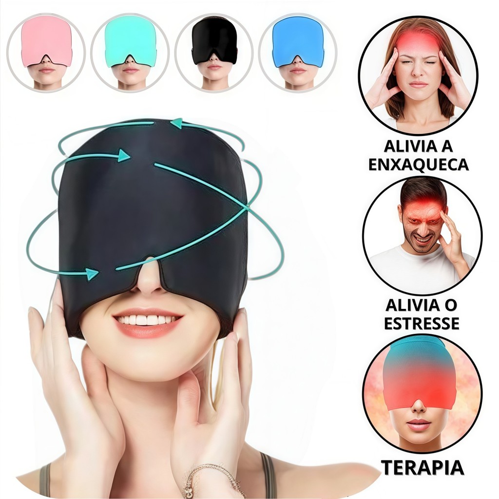 Touca Gelada para Enxaqueca + Máscara Facial Conf