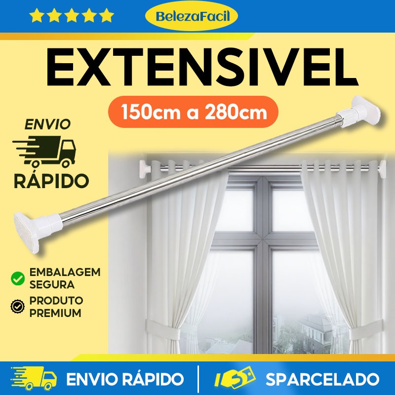 varão de cortina Ajustável 70cm até 2,8mt Bast�