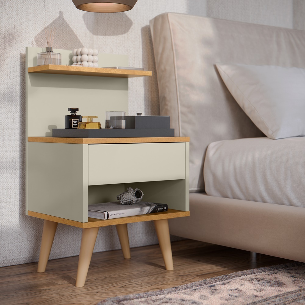 Mesa de Cabeceira Retro Sleep com 1 Gaveta com Pra