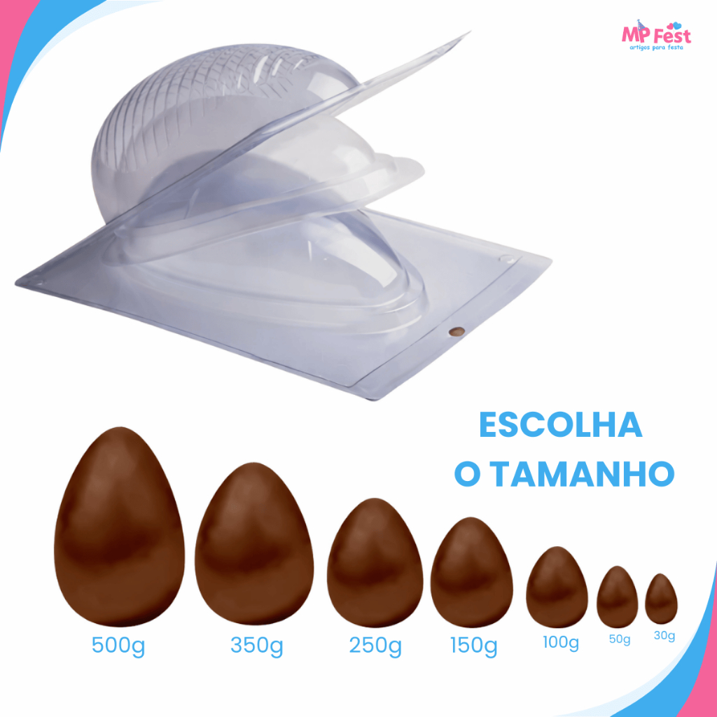 Forma Ovo de Páscoa com Silicone VÁRIOS TAMANHOS
