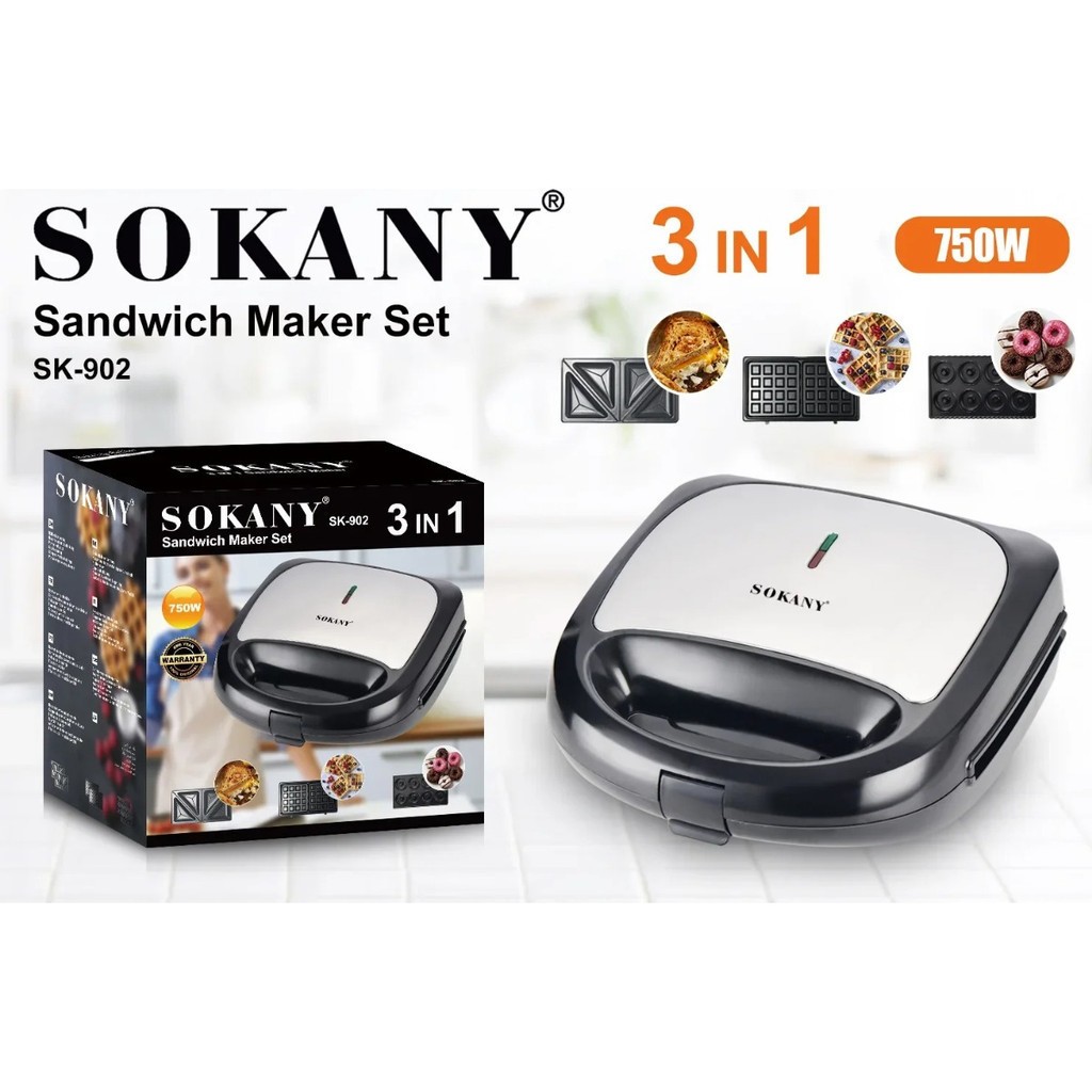 3 Em 1 Portátil Sanduicheiras Waffle Donuts Fast 