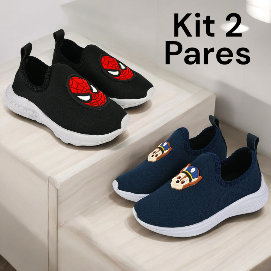 Kit 2 Par Tênis Infantil Menino Escolar Masculino