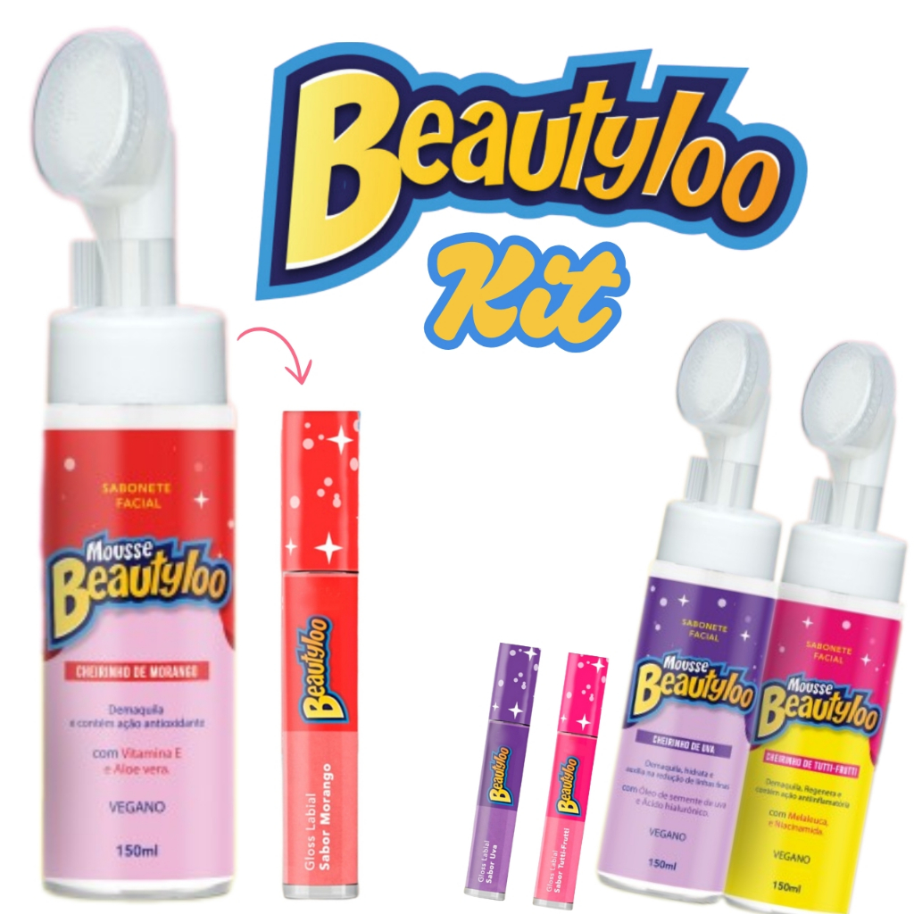 Kit Gloss Labial e Mousse de Limpeza Facial Beauty