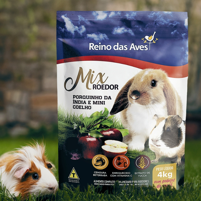 Ração Porquinho da Índia e Mini Coelho Reino da