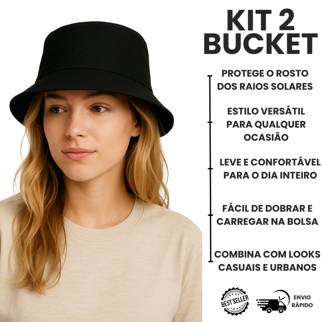 Kit 2 Chapéu Bucket Hat Cata Ovo