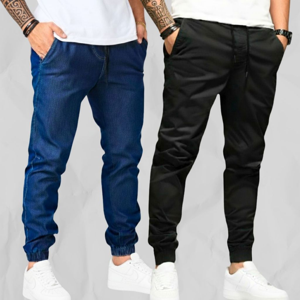 Kit Calça Jogger Masculina Sarja ou Jeans 4 Bolso