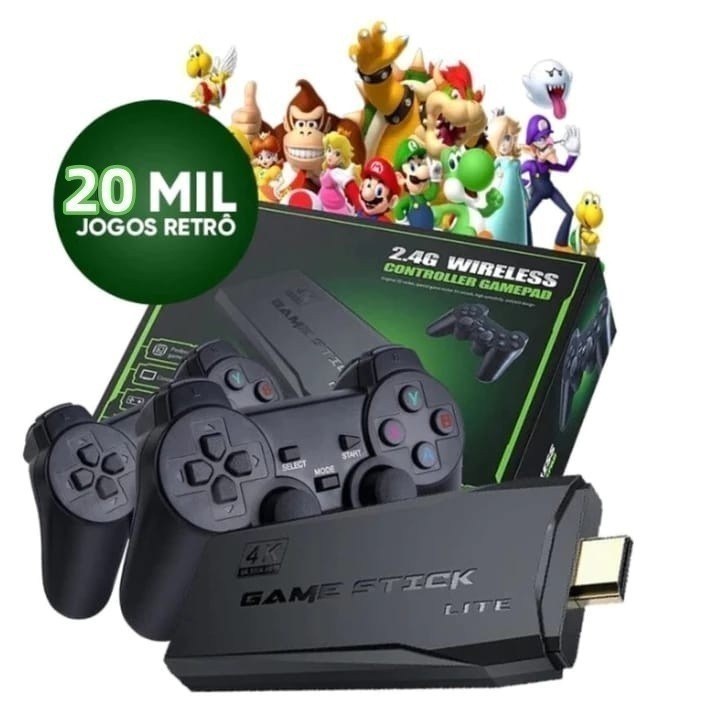 Video game Stick 4K Com 20000 Jogos 2 Controles Se