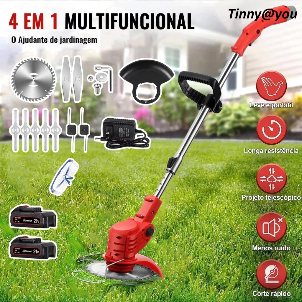 Aparador de Grama Elétrica a Bateria 21V com 1 Ba