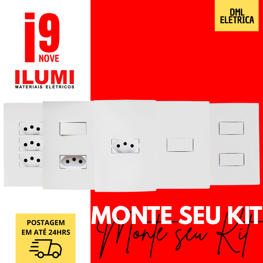 Monte seu Kit Tomadas e Interruptores Ilumi i9 Bra