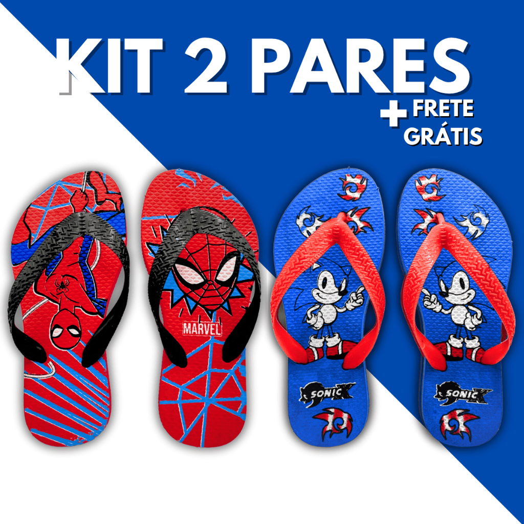 Kit 2 Pares Chinelo Sandalia Masculino Infantil Ca