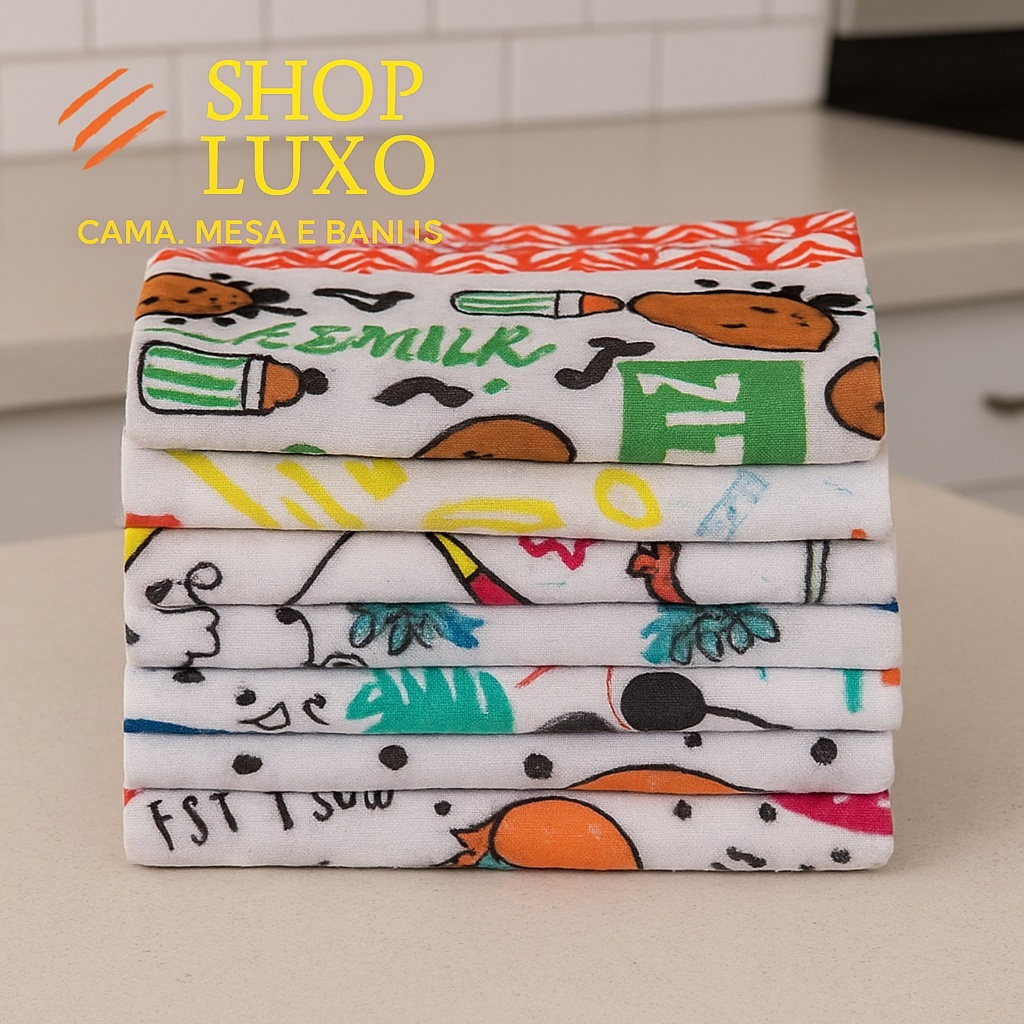 Kit 10 Panos de Prato Estampados Felpudos Super Ab