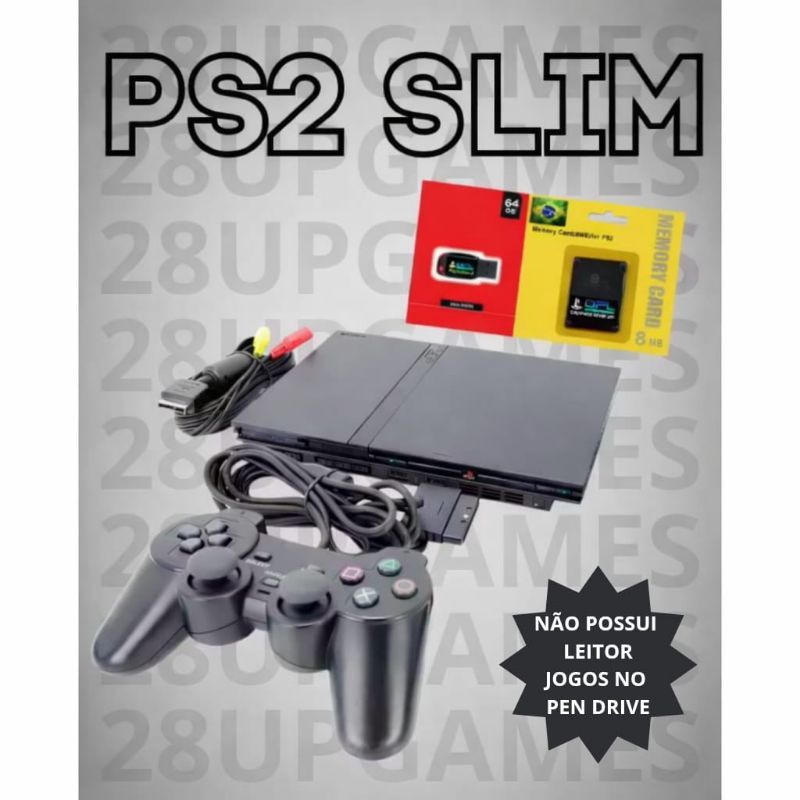 Playstation 2 Slim PS2 + Controle + Memory Card + 
