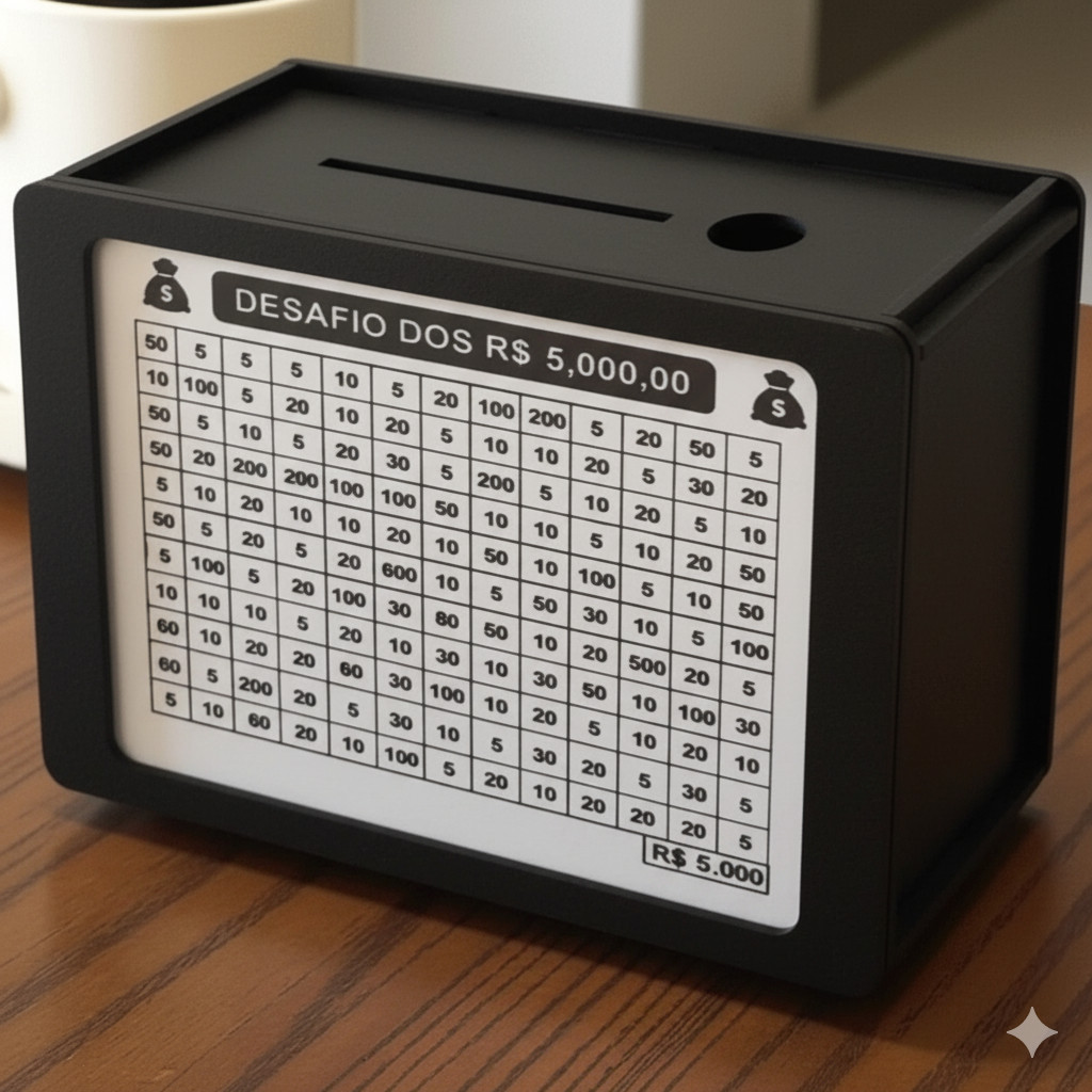 Caixa Cofre Desafio 10000 5000 1000 Woodbox Cofrin