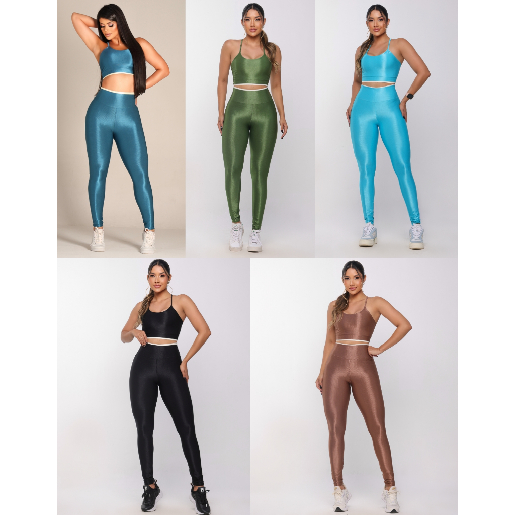 Conjunto Legging + Top Canelado Fitness Esportivo 