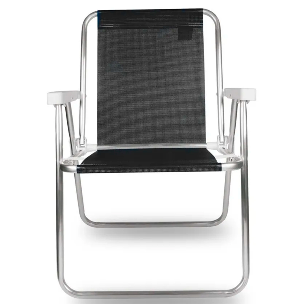 Cadeira Alta De Praia Preto Camping Verão Bel Alu