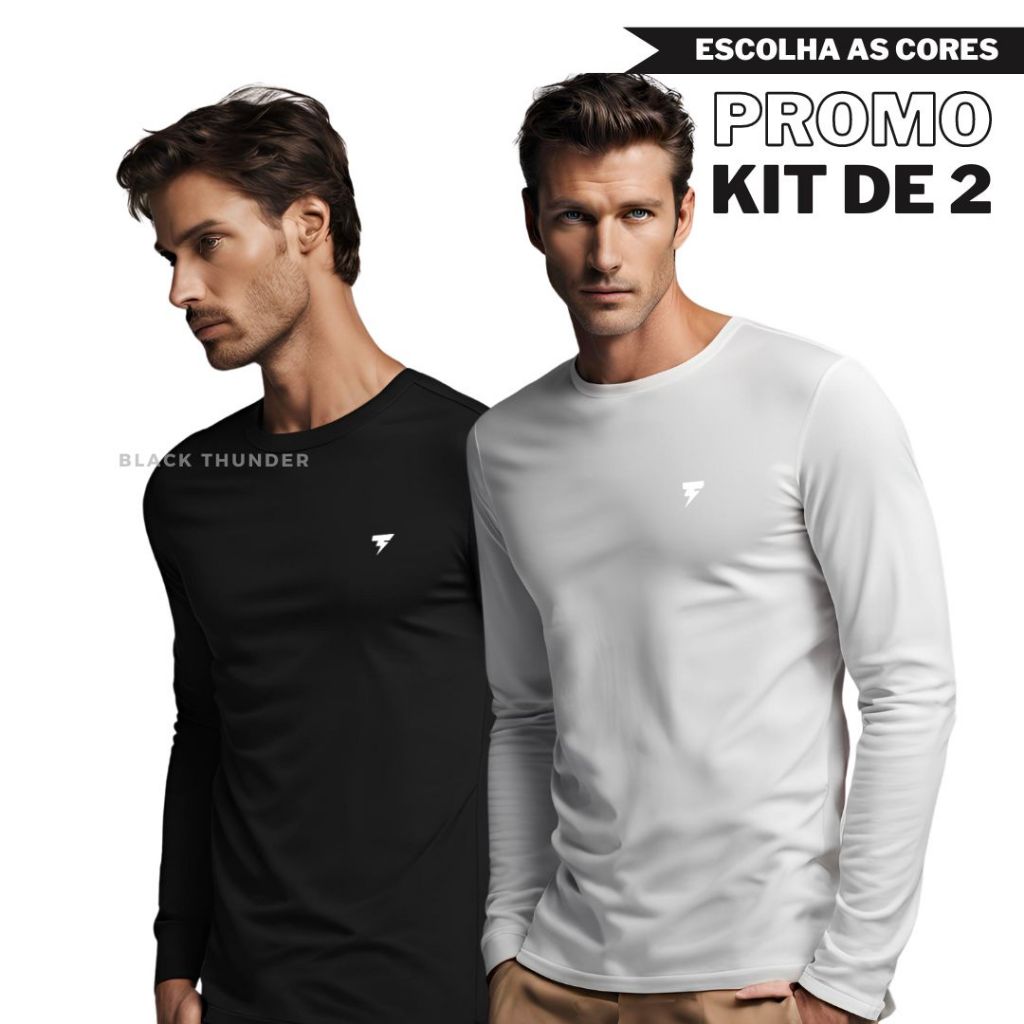 Kit com 2 camisas Manga Longa Segunda Pele Uv Prot