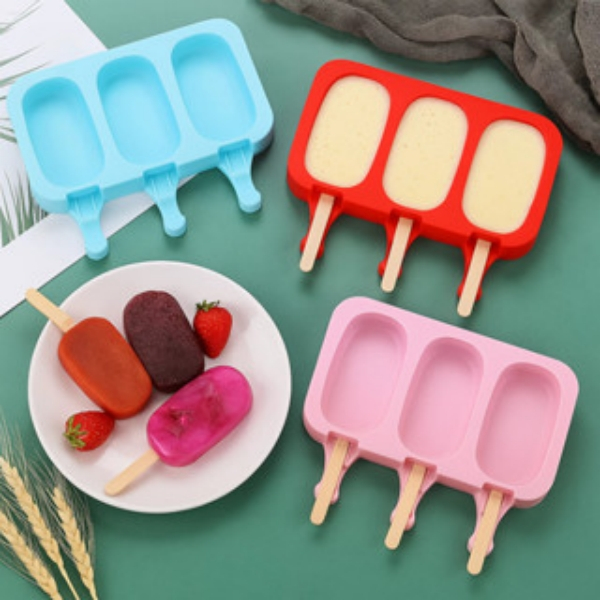 Forma Sorvete Picole Silicone 3 Cavidades E 50 Pal